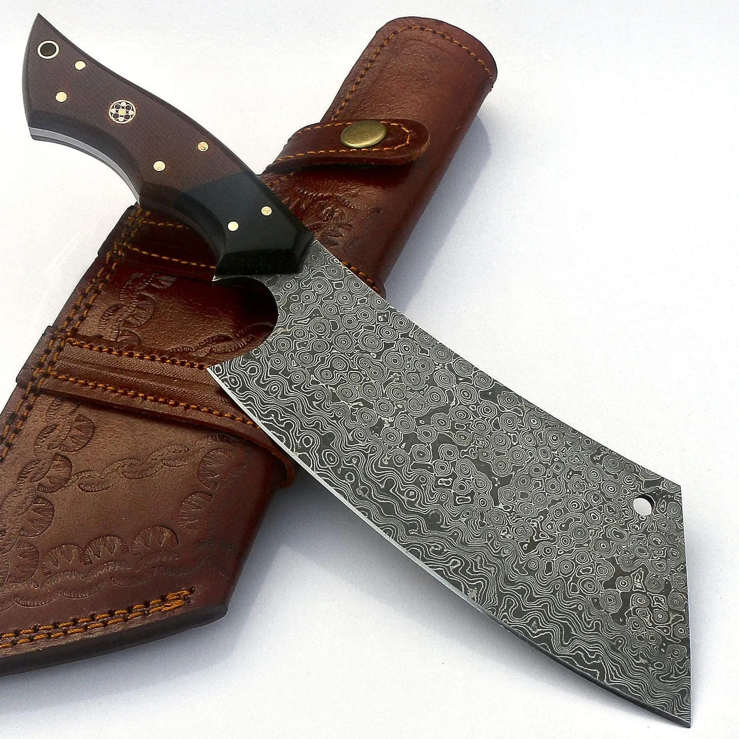 11.5" Full Tang Japanese Damascus Cleaver Knife with Sheath | Butcher Knife | Chef Knife