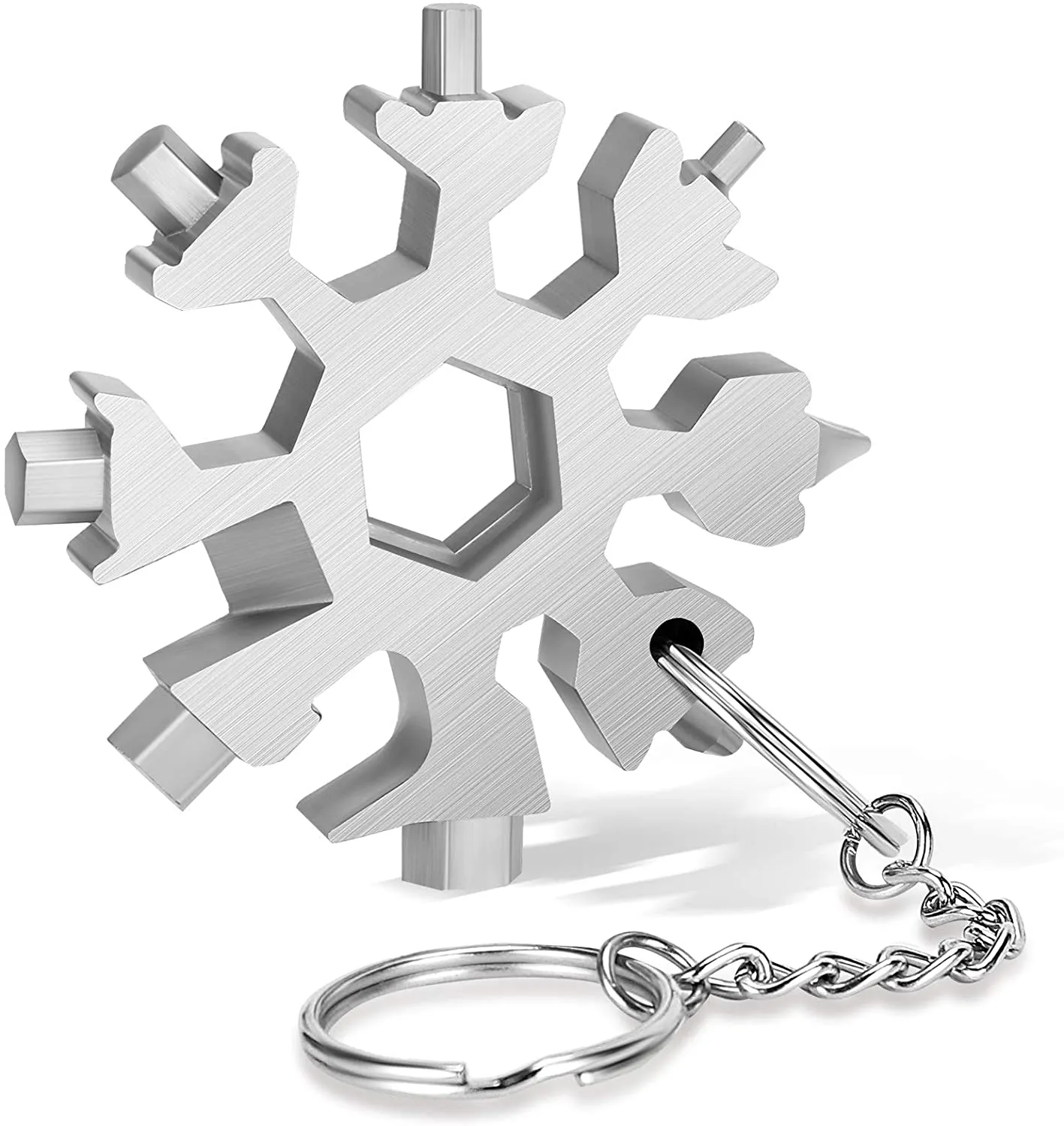 18-In-1 Snowflake Multi Tool,Function Stainless Steel Bottle Opener/Wrench, Flat Cross Screwdriver Kit Snowflake, Outdoor Durable and Portable,Great Christmas Gift for Mens (Sliver Black)