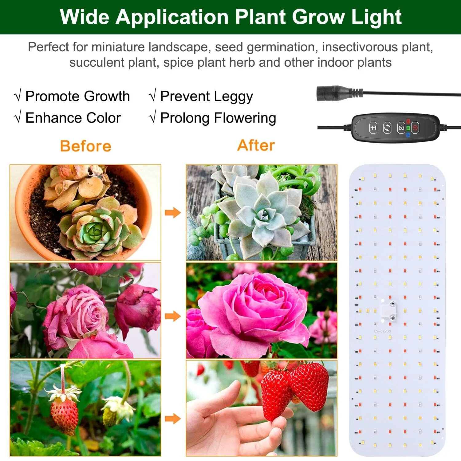 2-Pieces: Ultra-Thin LED Grow Lights for Indoor Plants with 126 LEDs