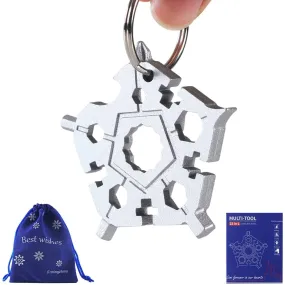 23-In-1 Snowflake Multi Tool, Stainless Steel Bottle Opener, Flat Head Phillips Screwdriver Kit/Wrench, Portable Pocket Multifunction Tool for Travel, Great Holiday Gift for Men, Dad, Son