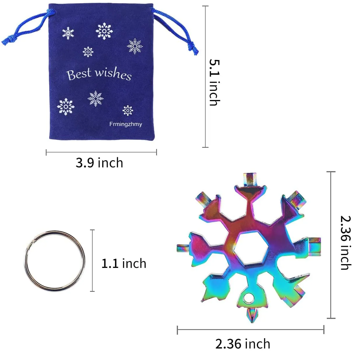 23-In-1 Snowflake Multi Tool, Stainless Steel Bottle Opener, Flat Head Phillips Screwdriver Kit/Wrench, Portable Pocket Multifunction Tool for Travel, Great Holiday Gift for Men, Dad, Son