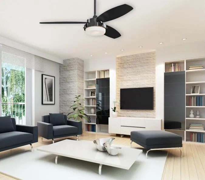 Alloy LED 52-Inch Reversible Three-Blade Indoor Ceiling Fan, Gun Metal Finish with LED Light Kit