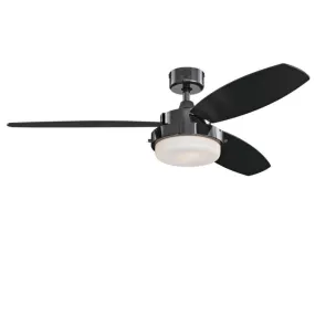 Alloy LED 52-Inch Reversible Three-Blade Indoor Ceiling Fan, Gun Metal Finish with LED Light Kit
