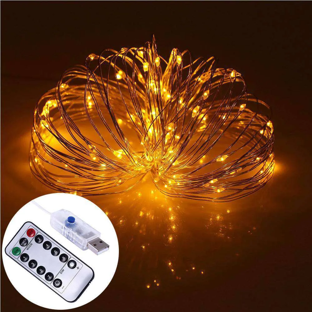 AMZER Fairy String Light 100 LED 10m Waterproof USB Operated Remote Controlled Festival Lamp Decoration Light Strip