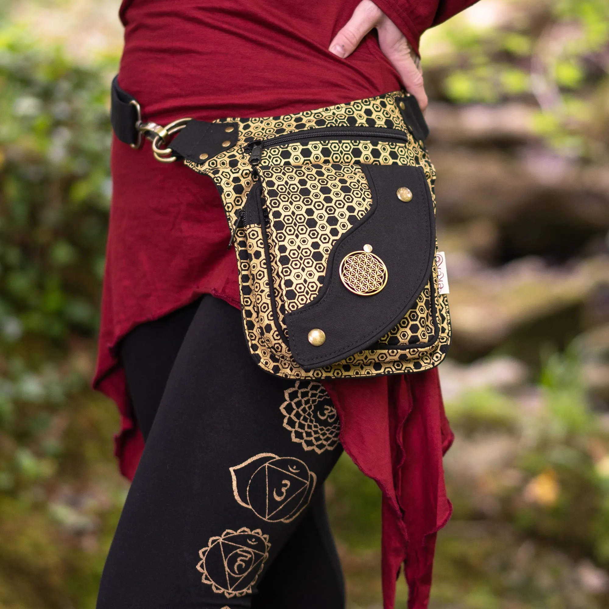 Aphrodite Hip Bag / Shoulder Bag - Hexagon Bee Print