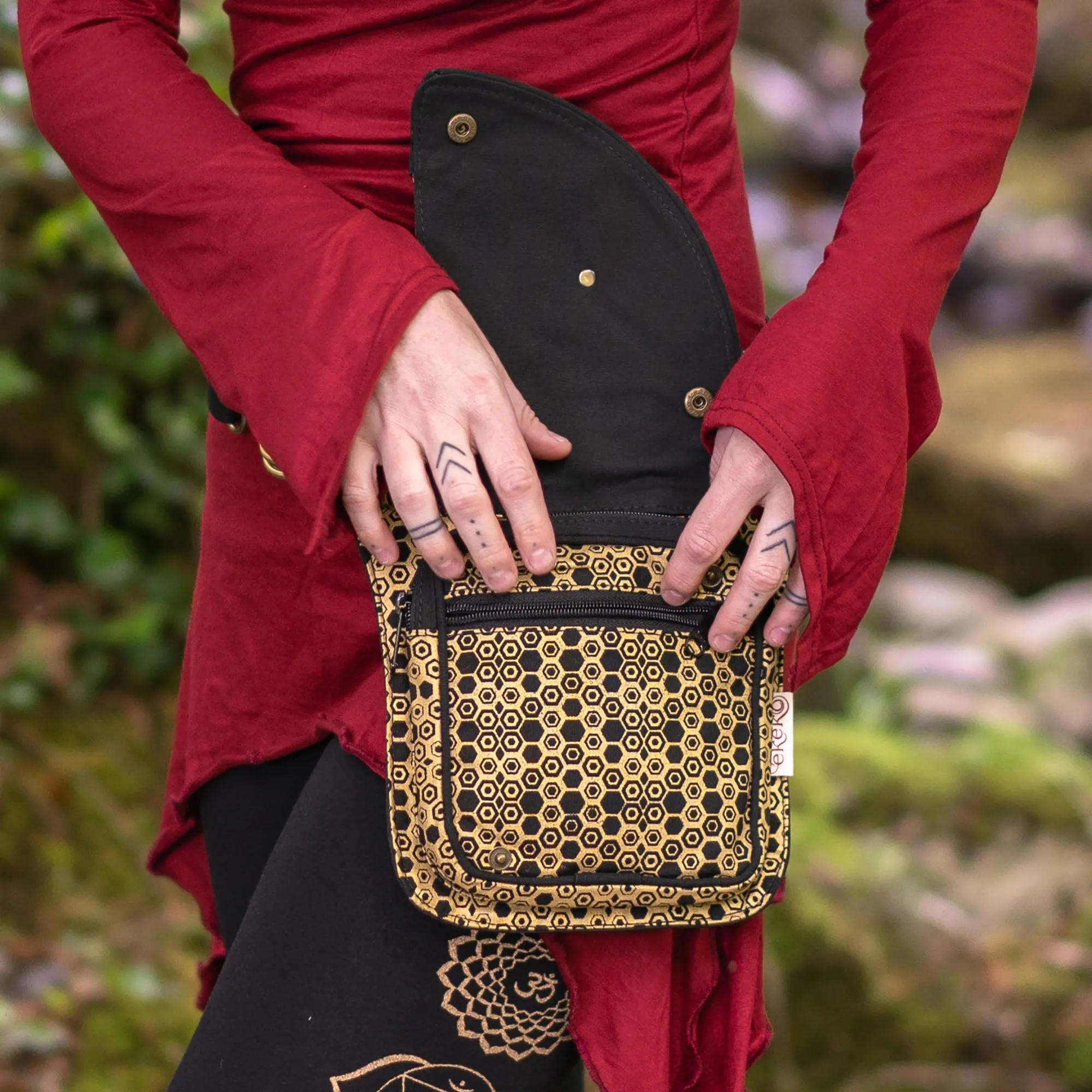 Aphrodite Hip Bag / Shoulder Bag - Hexagon Bee Print