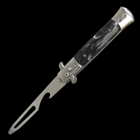 Automatic Stiletto Push Button Bottle Opener   Screwdriver Pearl Black