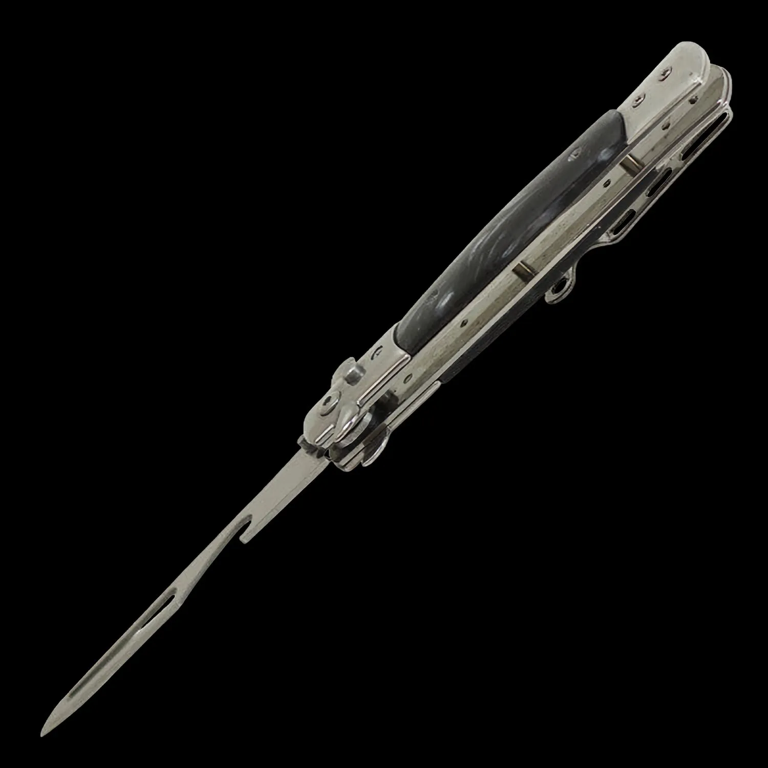 Automatic Stiletto Push Button Bottle Opener   Screwdriver Pearl Black