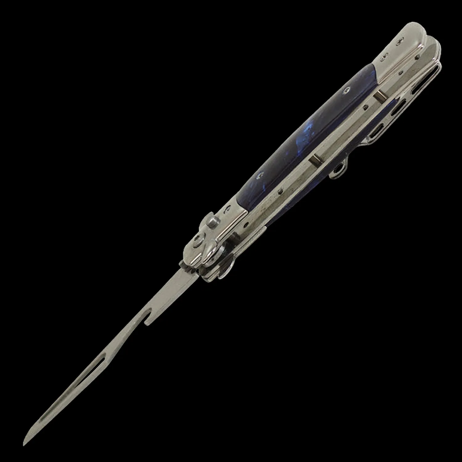 Automatic Stiletto Push Button Bottle Opener   Screwdriver Pearl Blue