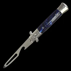 Automatic Stiletto Push Button Bottle Opener   Screwdriver Pearl Blue