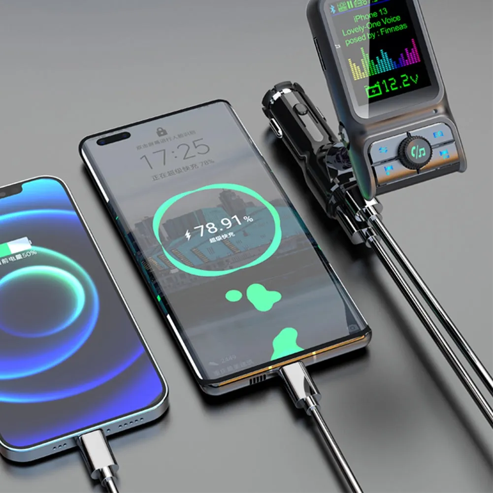 Car Mp3 Player Bluetooth Fm Transmitter Handsfree Call Hd Screen