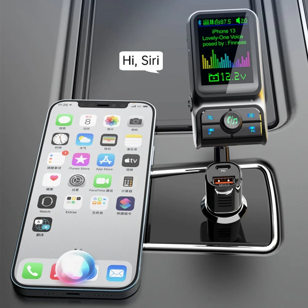 Car Mp3 Player Bluetooth Fm Transmitter Handsfree Call Hd Screen