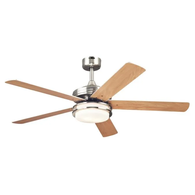 Castle LED 52-Inch Reversible Five-Blade Indoor Ceiling Fan, Brushed Nickel Finish with LED Light Kit