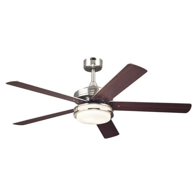 Castle LED 52-Inch Reversible Five-Blade Indoor Ceiling Fan, Brushed Nickel Finish with LED Light Kit