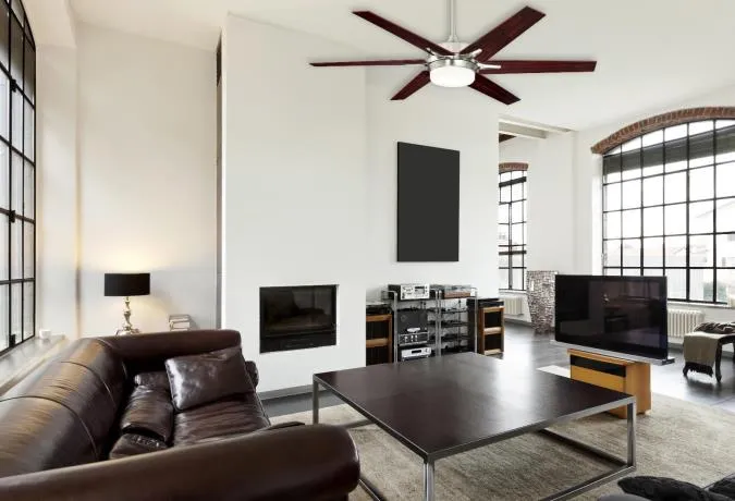Cayuga 60-Inch Reversible Six-Blade Indoor Ceiling Fan, Brushed Nickel Finish with Dimmable LED Light Kit