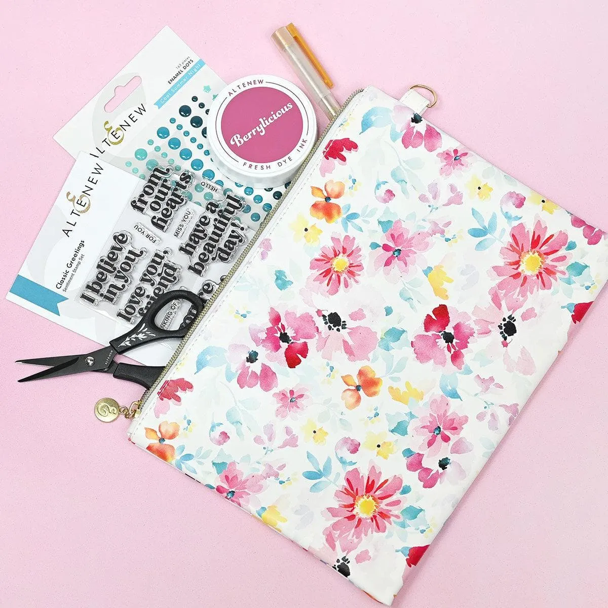 Dreaming in Watercolor Zipper Pouch (280mm x 195mm)