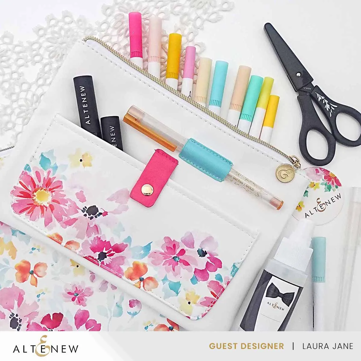 Dreaming in Watercolor Zipper Pouch (280mm x 195mm)