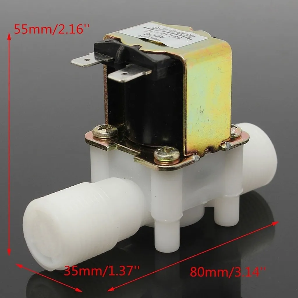 Electric Solenoid Valve 1/2" NC 12Vdc Magnetic Plastic Water Valve Air Control Switch Normally Close