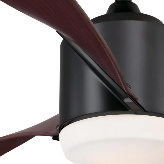 Evan 52-Inch Three-Blade Indoor Ceiling Fan, Matte Black Finish with LED Light Fixture, Remote Control Included
