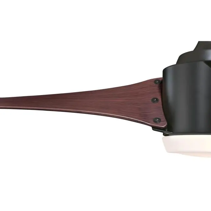 Evan 52-Inch Three-Blade Indoor Ceiling Fan, Matte Black Finish with LED Light Fixture, Remote Control Included