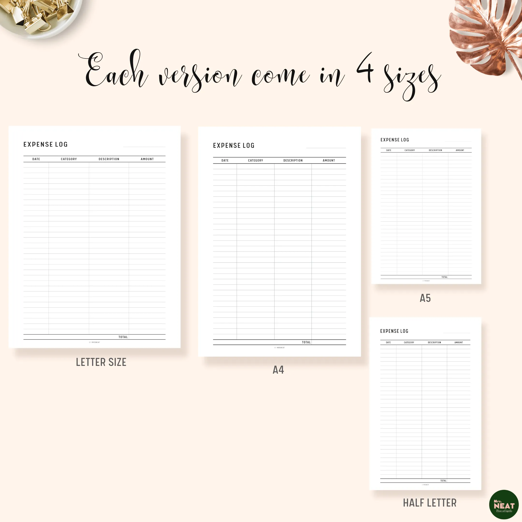 Expense Log Printable - M117/8