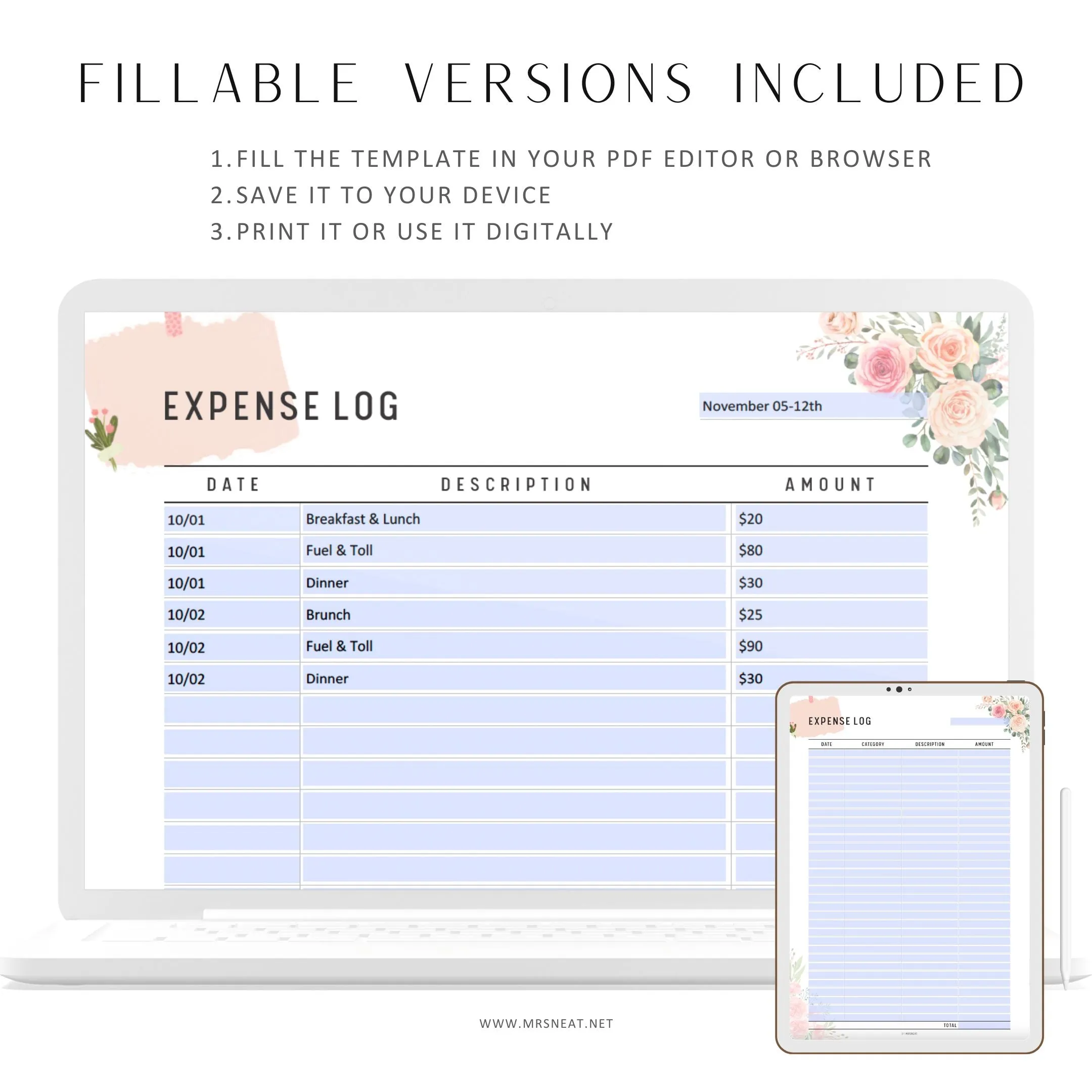 Expense Log Printable - M117/8