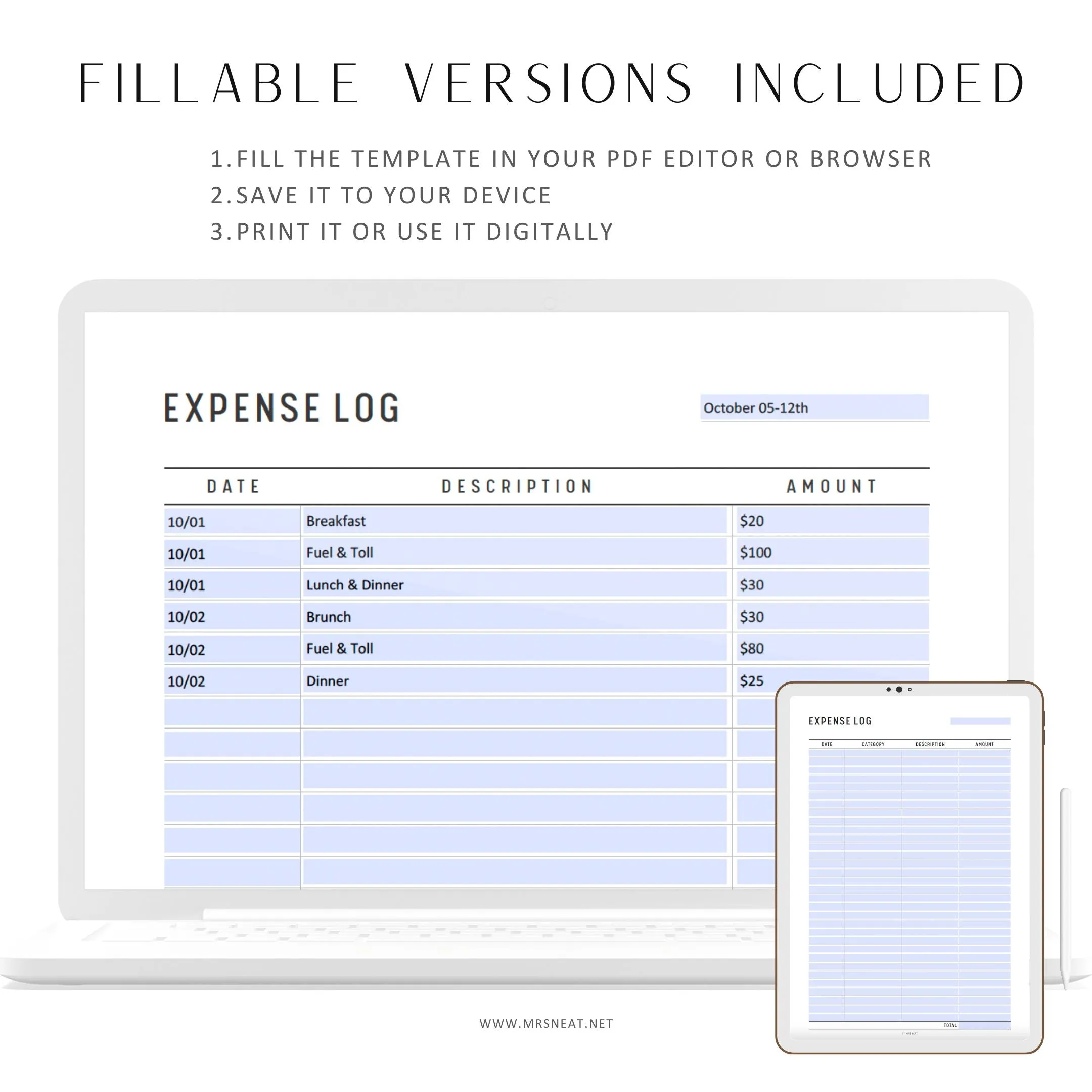Expense Log Printable - M117/8