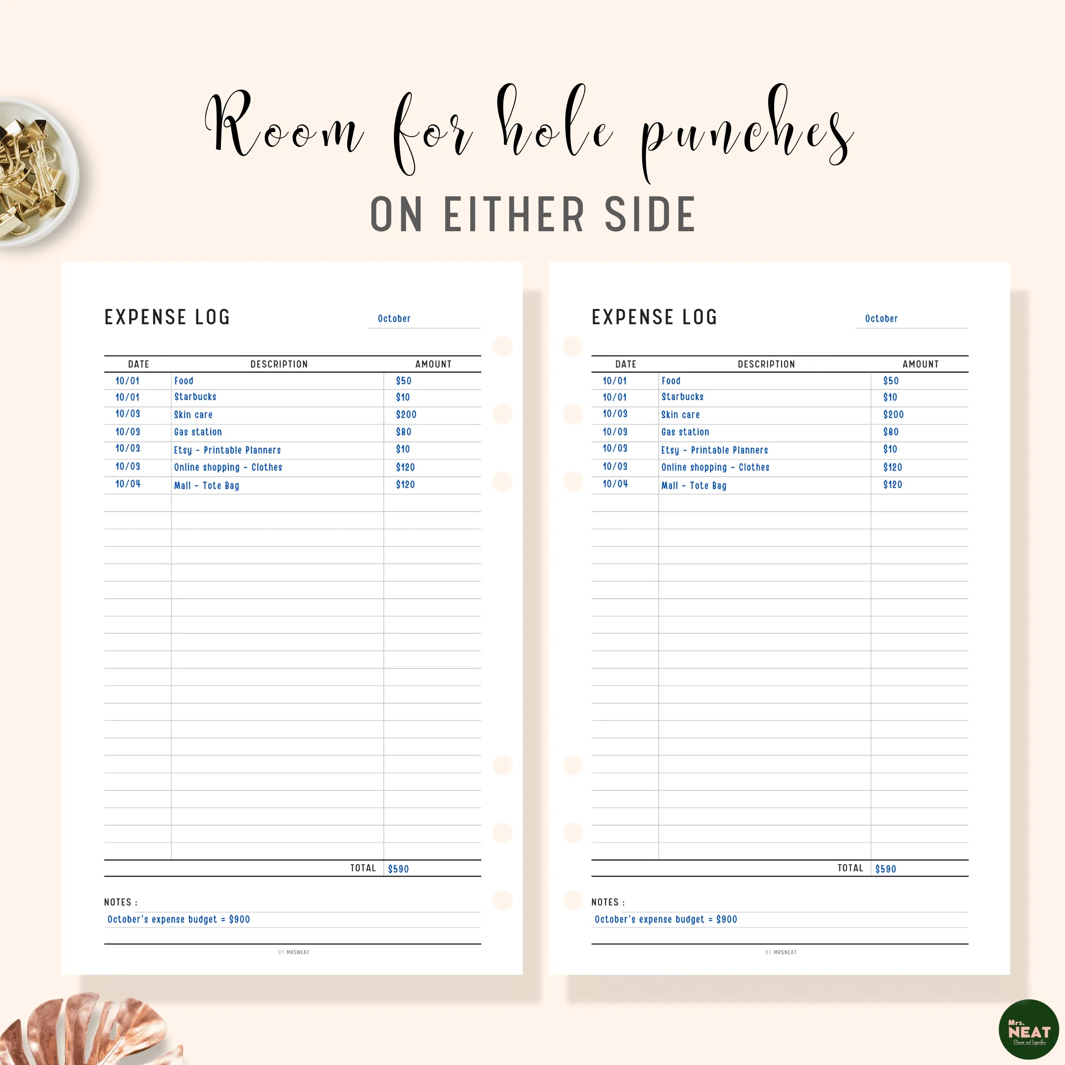 Expense Log Printable - M117/8