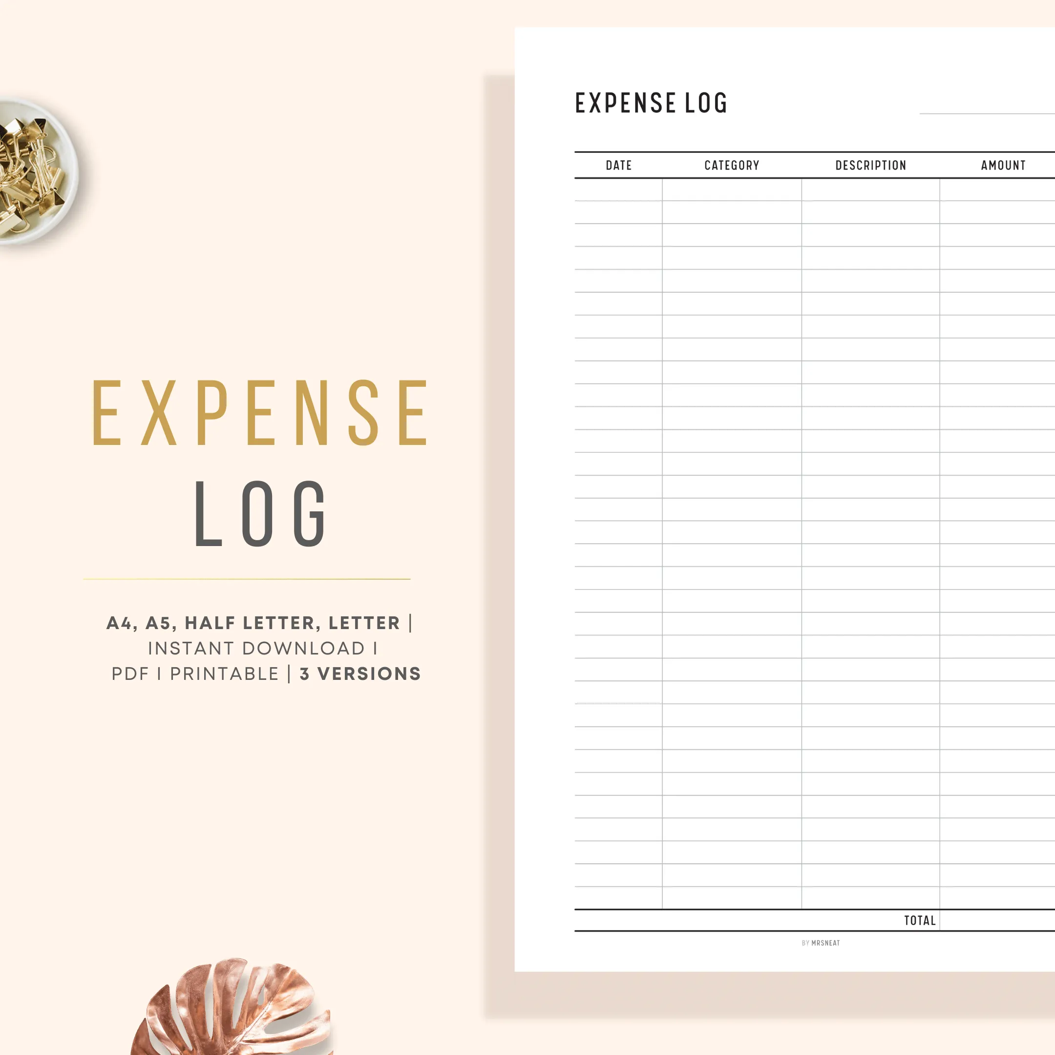 Expense Log Printable - M117/8