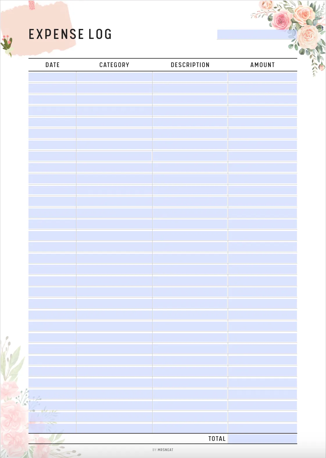 Expense Log Printable - M117/8