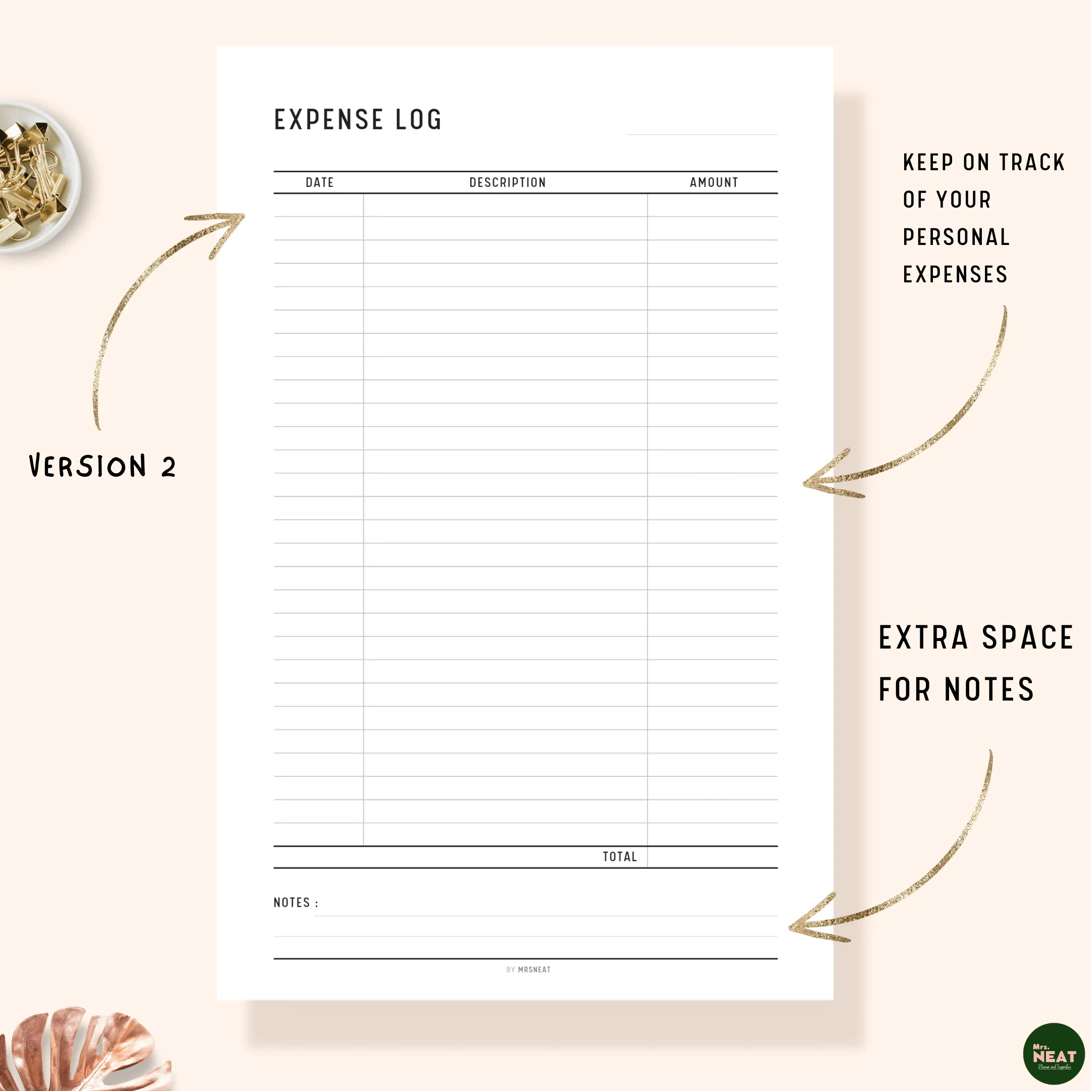 Expense Log Printable - M117/8
