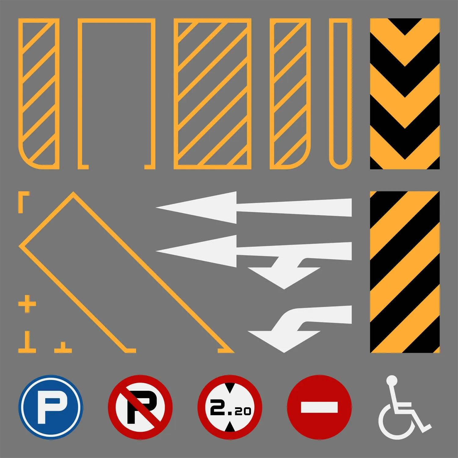Flat Vector Parking Lot Signs