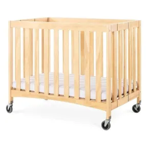 Foundations Travel Sleeper® Compact Folding Crib Slatted with Oversized Casters (Including Foam Mattress)