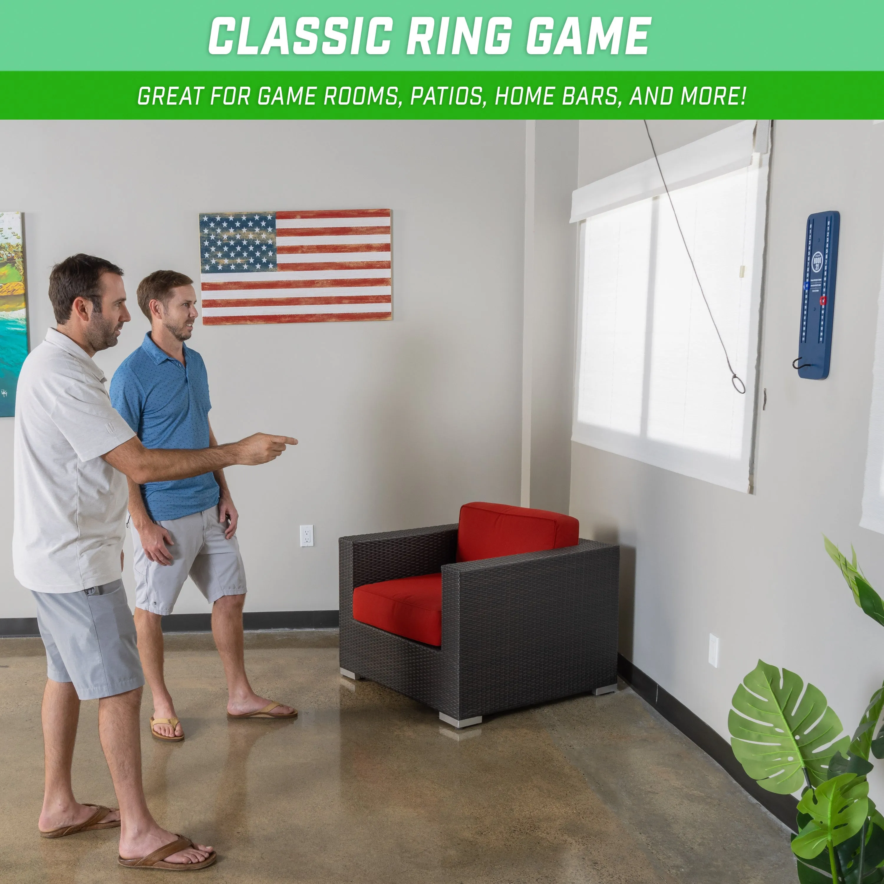GoSports Hook 21 Ceiling Mount Ring Swing Game - Blue