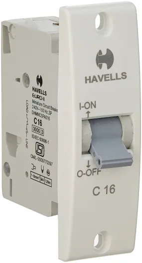 Havells DHMNCSPA016 PVC Plastic 16A SP C Mini MCB (White)