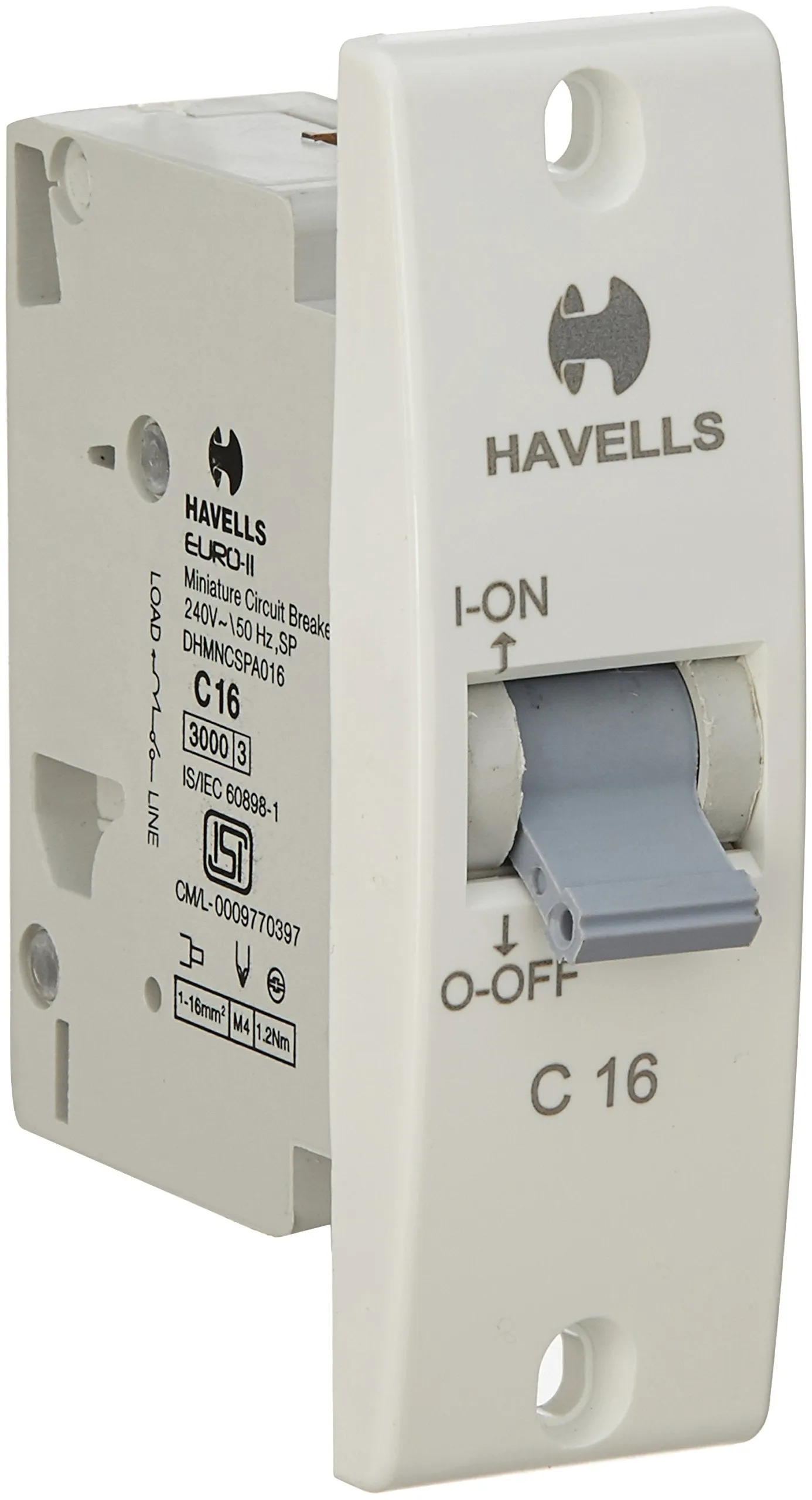 Havells DHMNCSPA016 PVC Plastic 16A SP C Mini MCB (White)