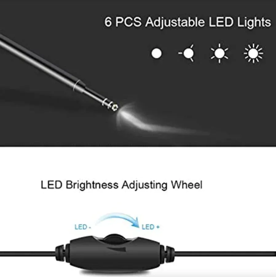HD LED Ear Endoscope Otoscope Camera Wax Pick Cleaning Tool Cleaner Removal Kit