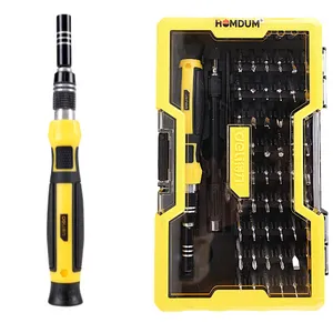 Homdum 65 in 1 Professional Precision Screwdriver Set Deli Magnetic Replaceable Bits Repair Kit with Case for Mobile, Laptop, PC, Computer, Tablet Electronics (Yellow)