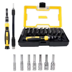 Homdum 65 in 1 Professional Precision Screwdriver Set Deli Magnetic Replaceable Bits Repair Kit with Case for Mobile, Laptop, PC, Computer, Tablet Electronics (Yellow)