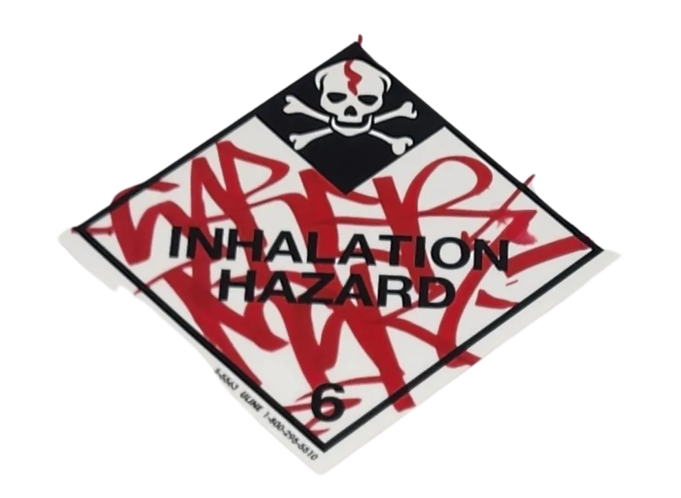Inhalation Hazard Skull Slap-Up Label Sticker Original Tag Art by Saber
