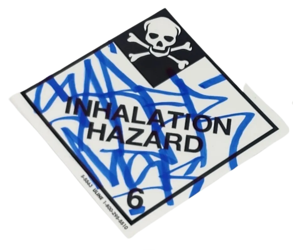 Inhalation Hazard Skull Slap-Up Label Sticker Original Tag Art by Saber