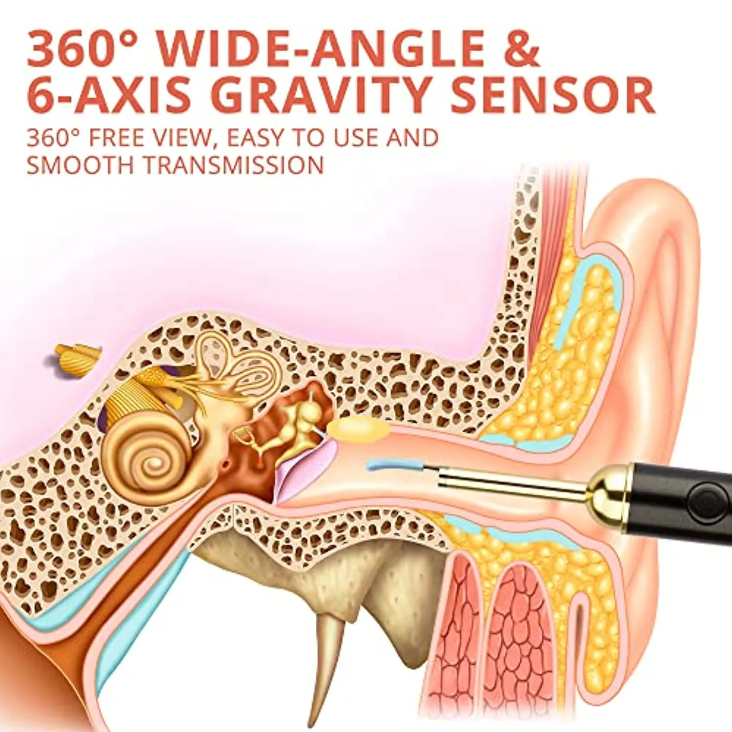JOYSMAZY Ear Wax Removal - Ear Cleaner with Camera, Earwax Removal Kit with 8 Pcs Ear Wax Remover Tool for Adults, Kids, Pets