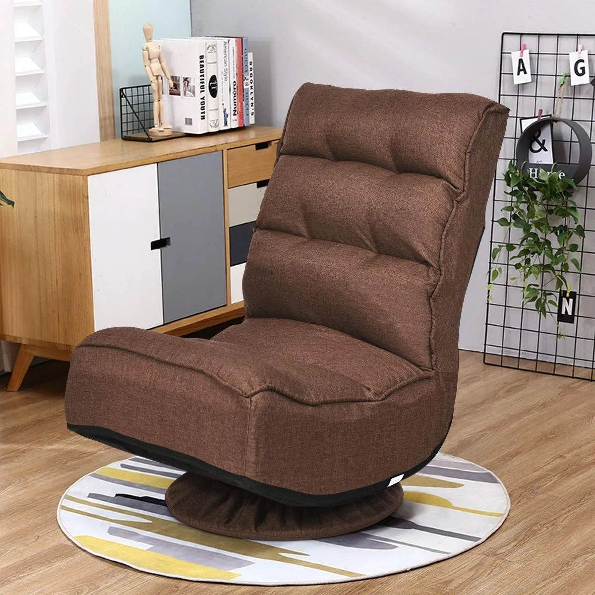KOMFOTT 360 Degree Swivel and 6 Position Adjustable Folding Floor Chair