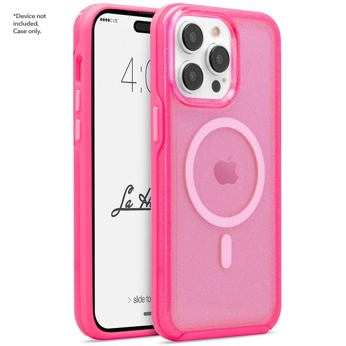 La Hornet - iPhone 14 Pro Max / iPhone 13 Pro Max Clear Hot Pink Glitter w/ MagSafe Case