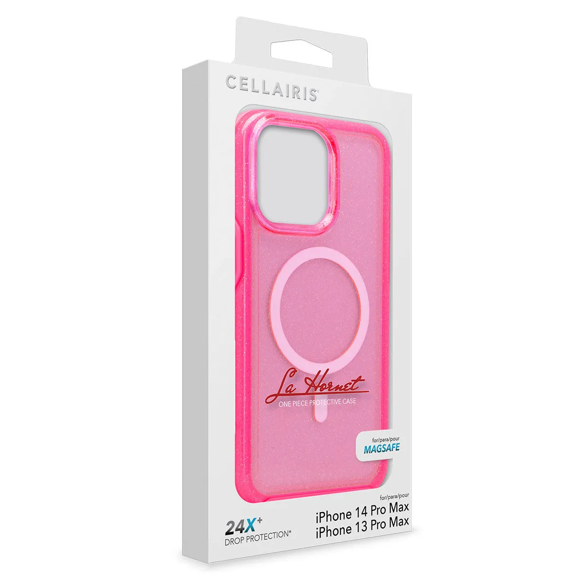 La Hornet - iPhone 14 Pro Max / iPhone 13 Pro Max Clear Hot Pink Glitter w/ MagSafe Case
