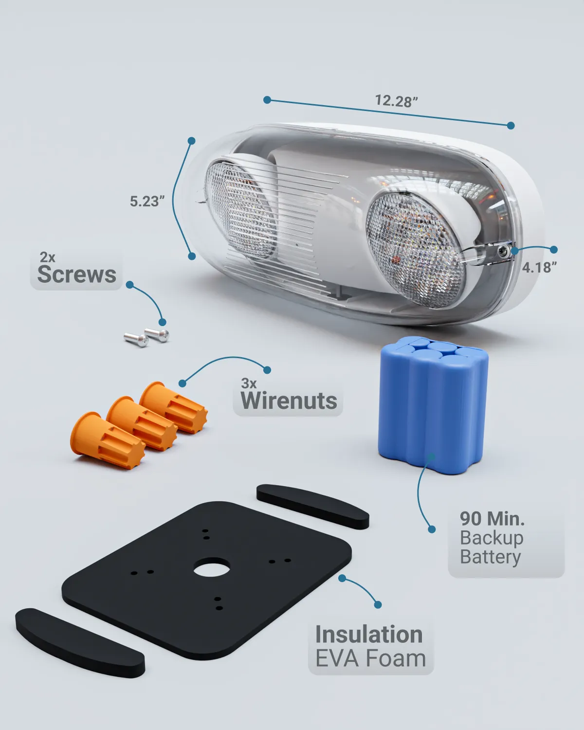 LED 2-Head Outdoor Emergency Light, 2.4W, 6500K CCT, 400 Lumens