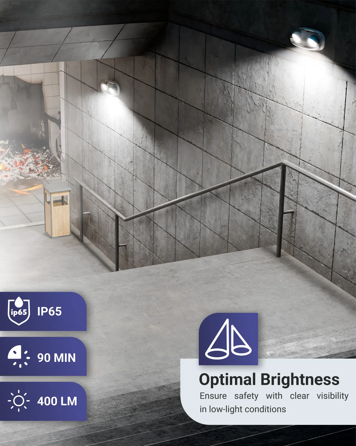 LED 2-Head Outdoor Emergency Light, 2.4W, 6500K CCT, 400 Lumens