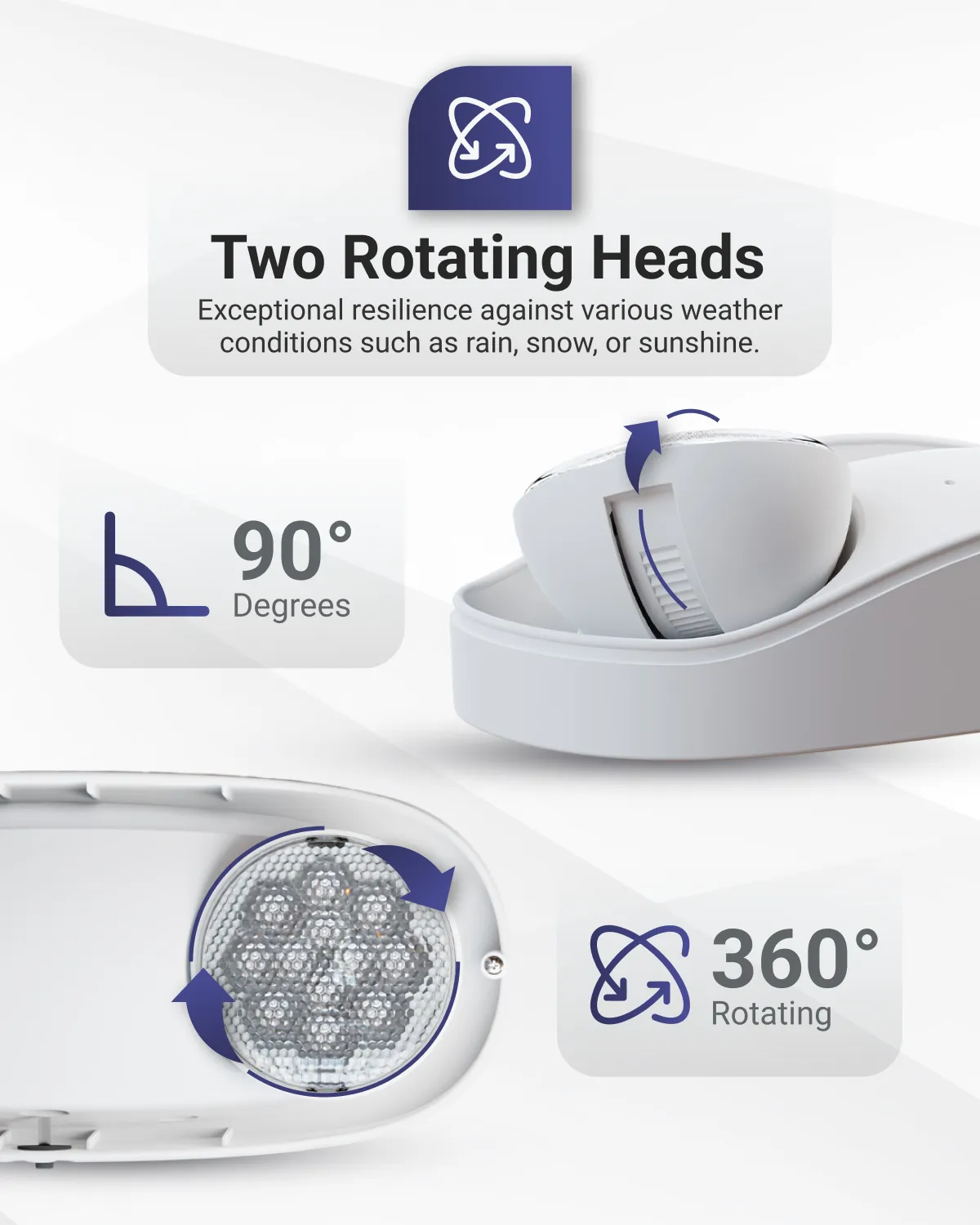 LED 2-Head Outdoor Emergency Light, 2.4W, 6500K CCT, 400 Lumens