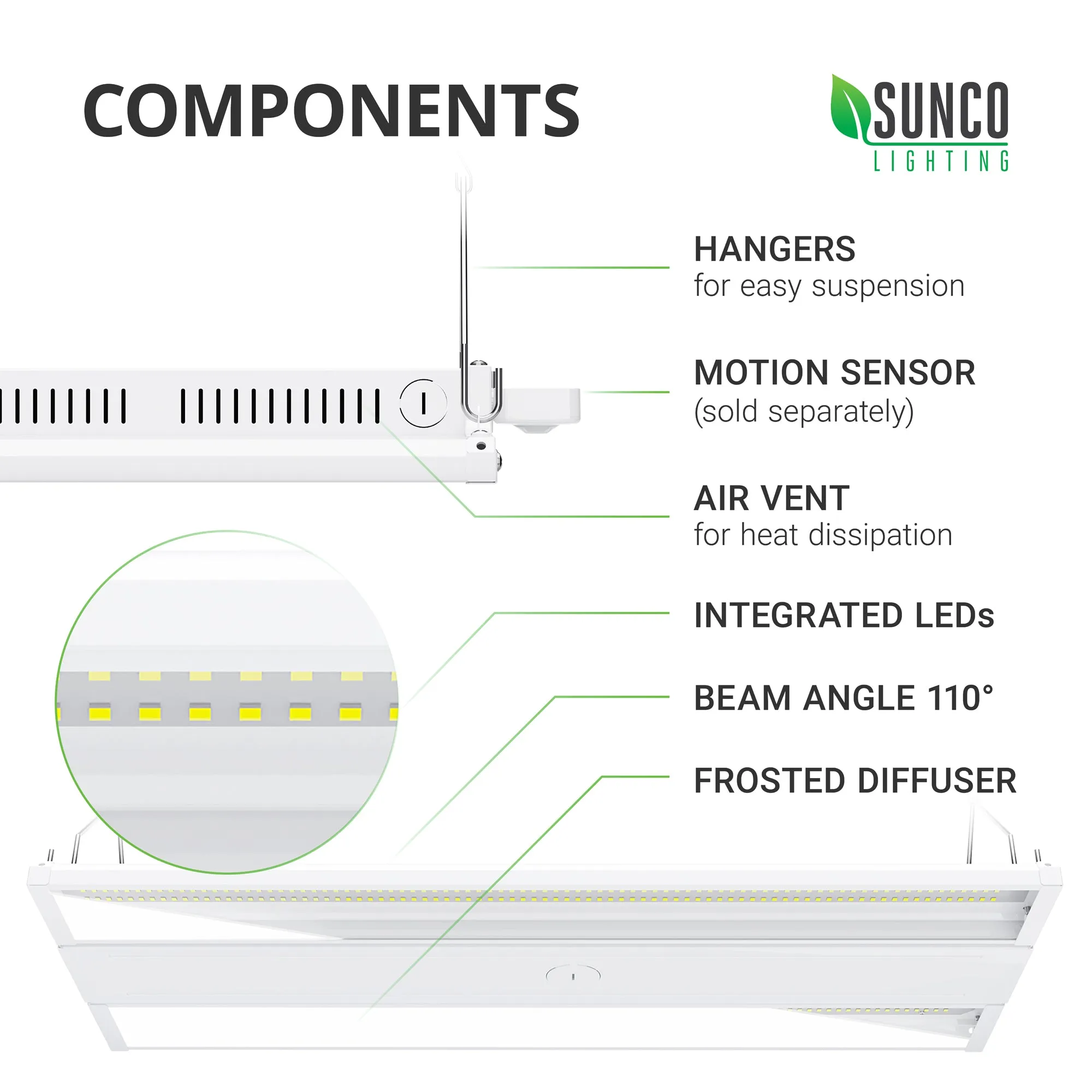 LED Linear High Bay, 2ft, 110W, 14850 Lumens