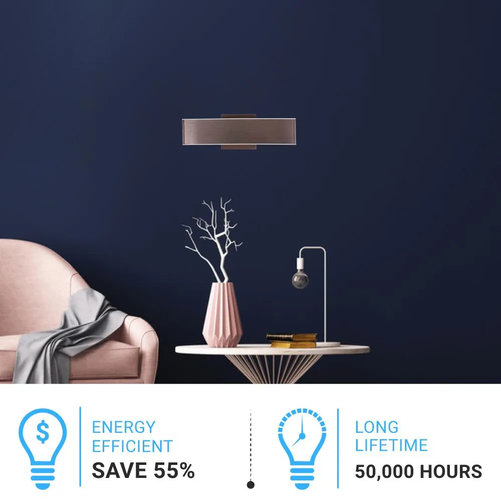 LED Wall Sconce Fixture, Dimmable, 3000K (Warm White), Brushed Brown (W1391-L)